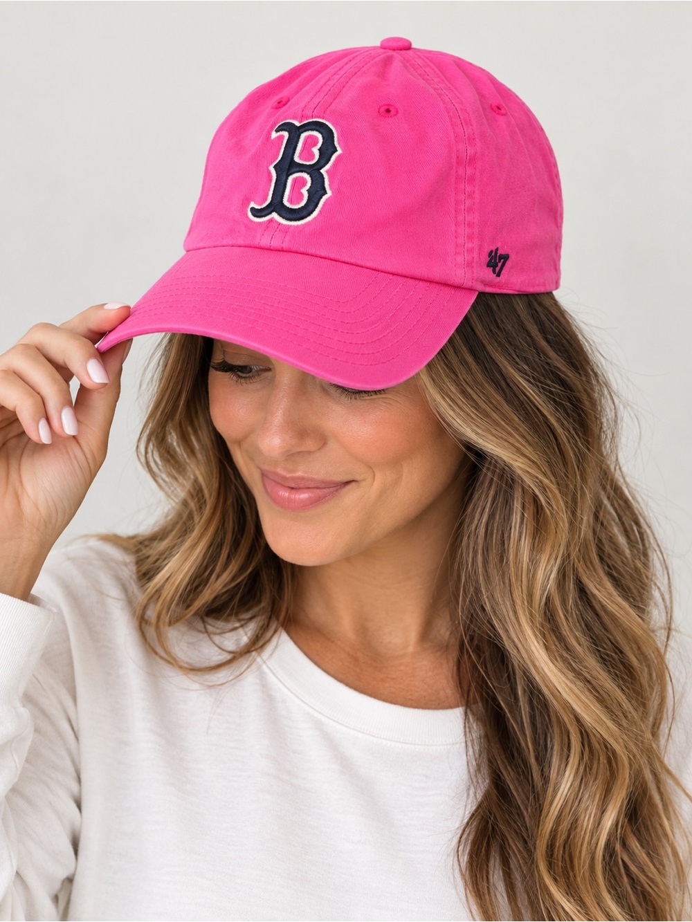 Boston Red Sox ’47 Brand Pink Clean Up Adjustable Baseball Hat Cap Women’s MLB